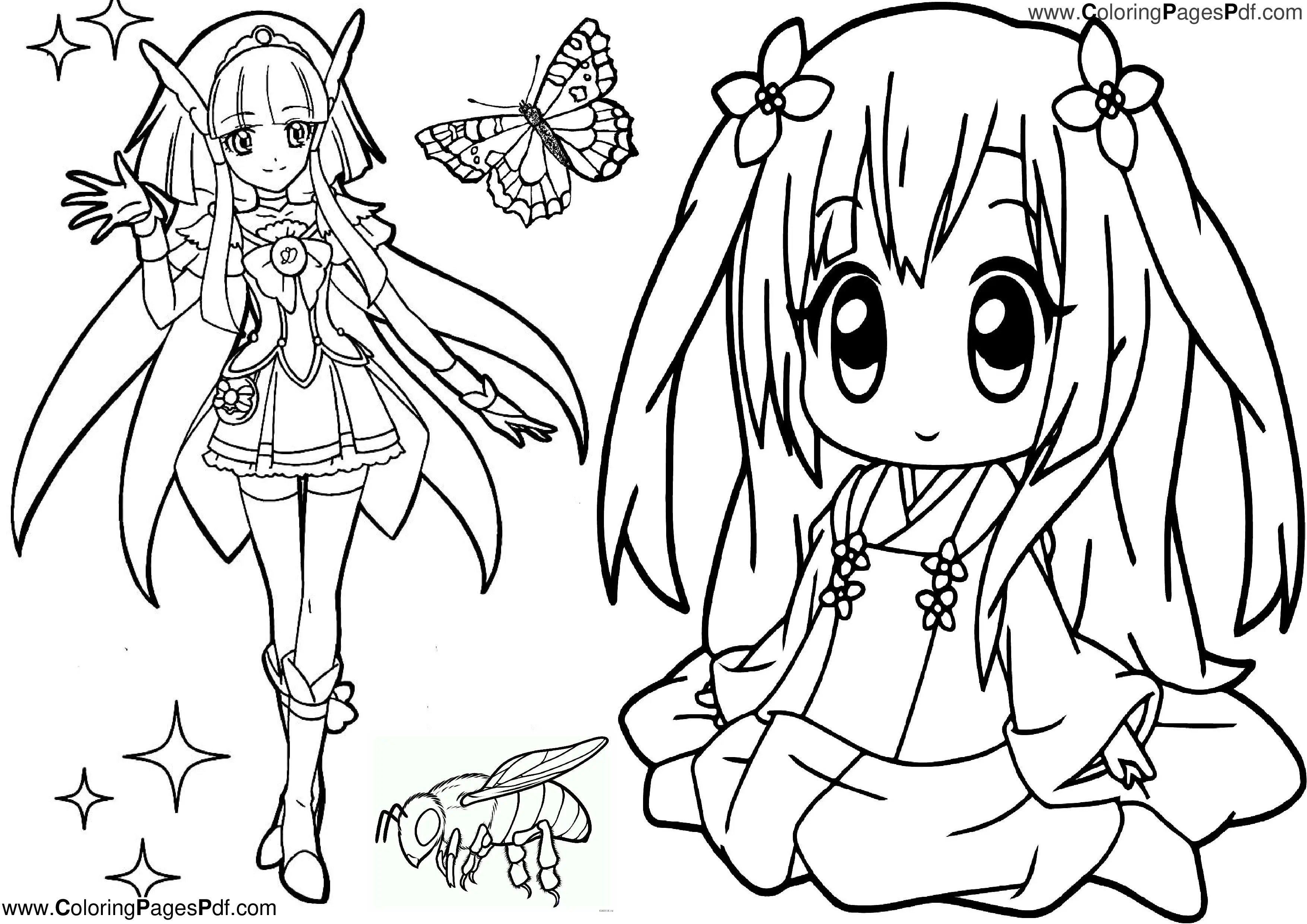 Anime colouring pages girl