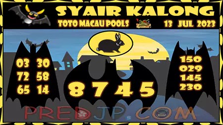 Prediksi Kalong Macau 3D Hari Ini JP 13 Juli 2023