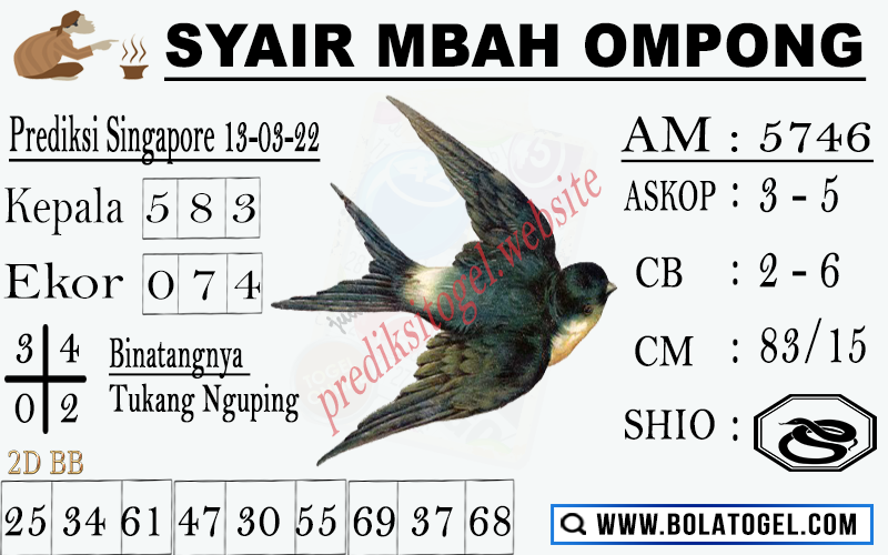 Syair Mbah Ompong SGP Minggu 13-03-2022