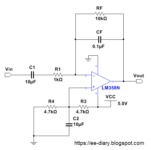 LM358 based integrator circuit diagram