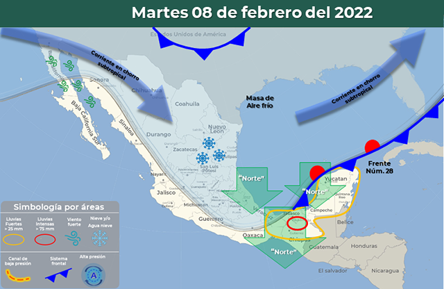 Lluvia y descensos de temperatura en Yucatán del 8 al 12 próximos