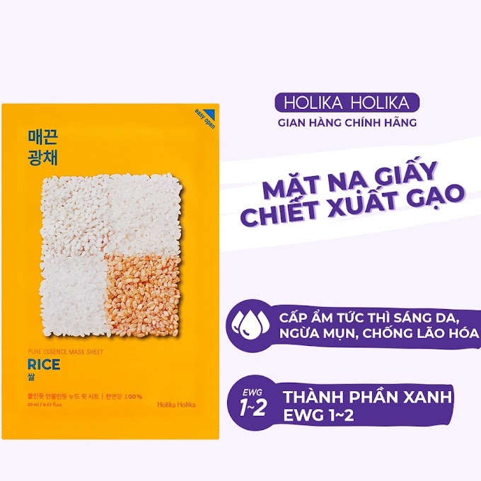 Mall Shop [ holikaholika_official ] Mặt nạ dưỡng da Hàn Quốc Holika Holika chiết xuất gạo nhiều dưỡng chất thẩm thấu nhanh cho làn da căng bóng 23ml