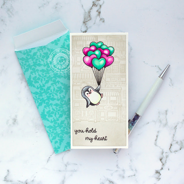 Sunny Studio Stamps: Heart Bouquet Card by Vanessa Menhorn (featuring Penguin Pals)