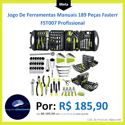 Jogo De Ferramentas Manuais 189 Peças Fasterr FST007 Profissional