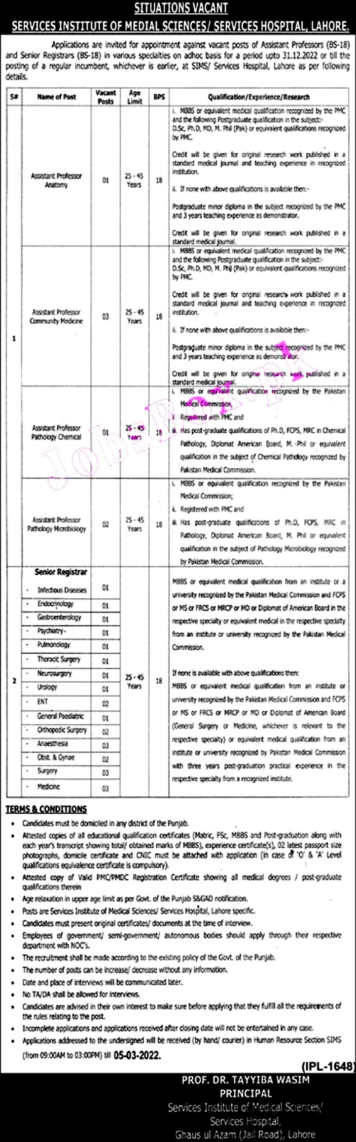 Services Hospital Lahore New Jobs 2022 For Teaching Faculty