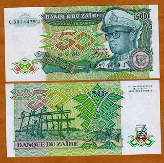 Z2 ZAIRE 50 ZAIRES UNC 1988 (P-32a)