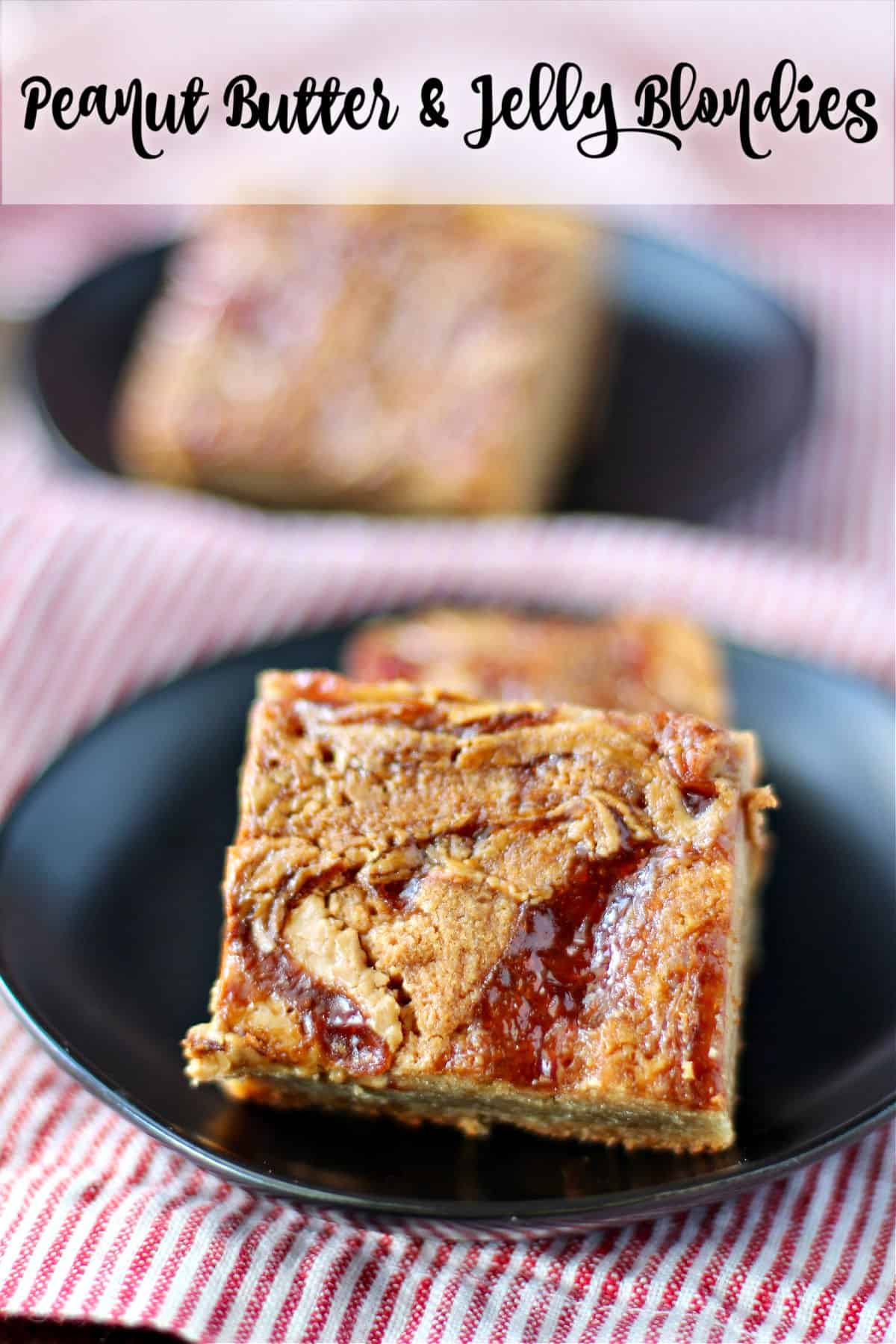 Peanut Butter and Jelly Blondies on a plate.