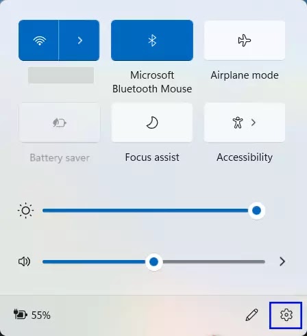 buka settings dengan flyout