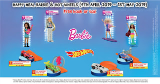 McDonalds Barbie and Hot Wheels Happy meal toys 2019 Singapore 2 Sets of 4 toys