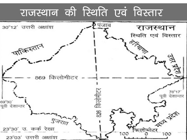 राजस्थान की स्थिति एवं विस्तार । राजस्थान के संभाग और उनके जिले। Rajsthan Ki Shiti evam vistar