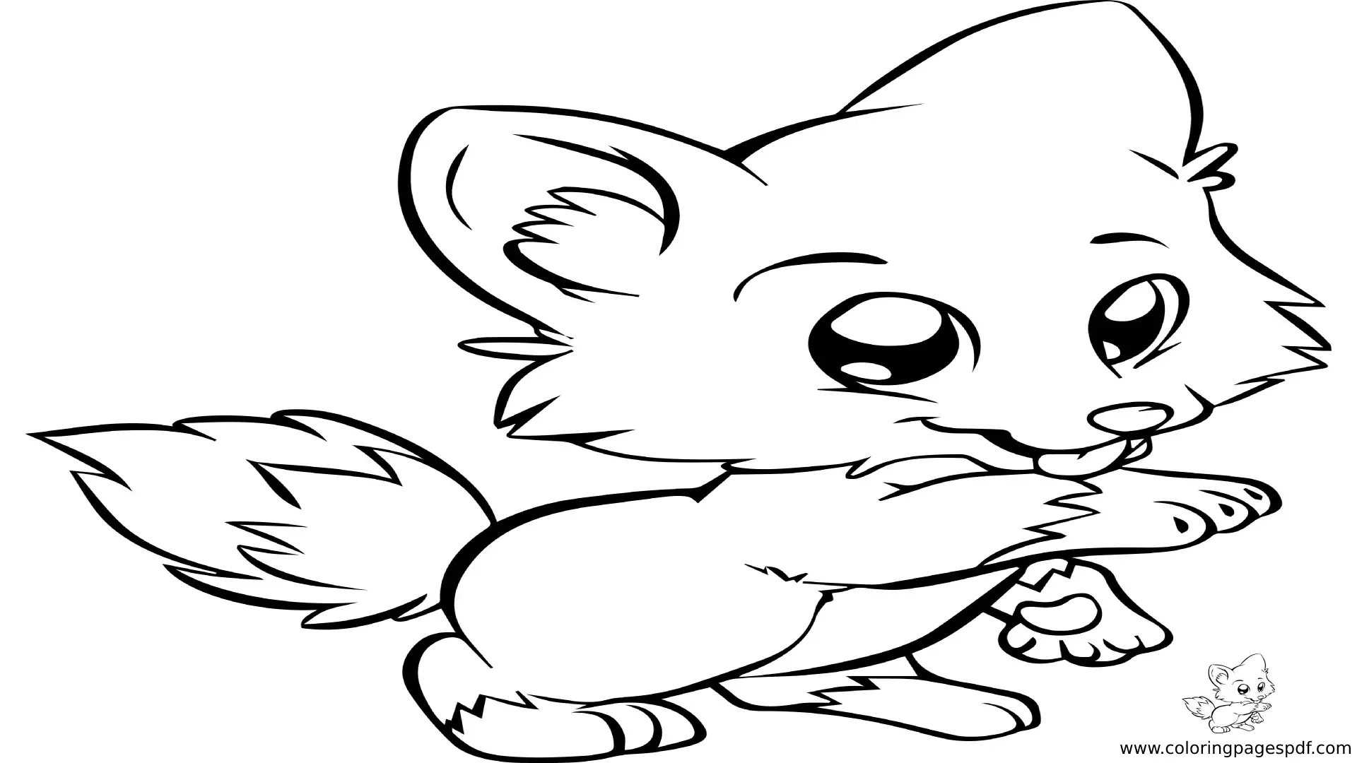 Coloring Pages Of A Baby Fox Licking Its Paw