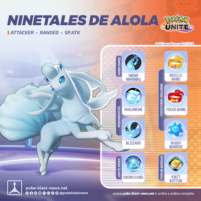 Pokémon Unite - Conjunto de itens recomendados de Ninetales de Alola