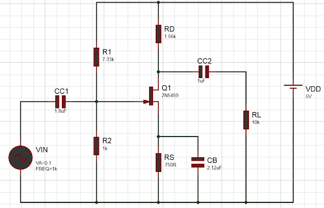 JFET amplifier voltage divider circuit diagram