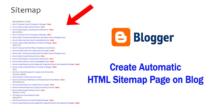 How To Create HTML Sitemap Page In Blogger