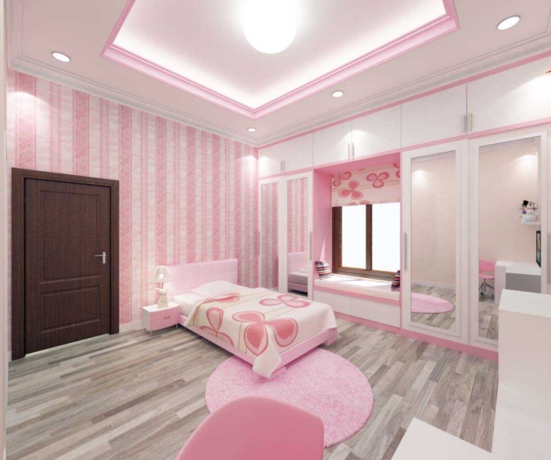 matching pink two colour combination for bedroom walls