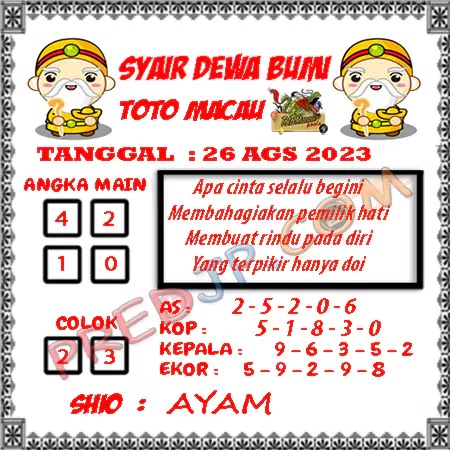 Prediksi Dewa Bumi Togel Macau Pools Sabtu 26-08-2023