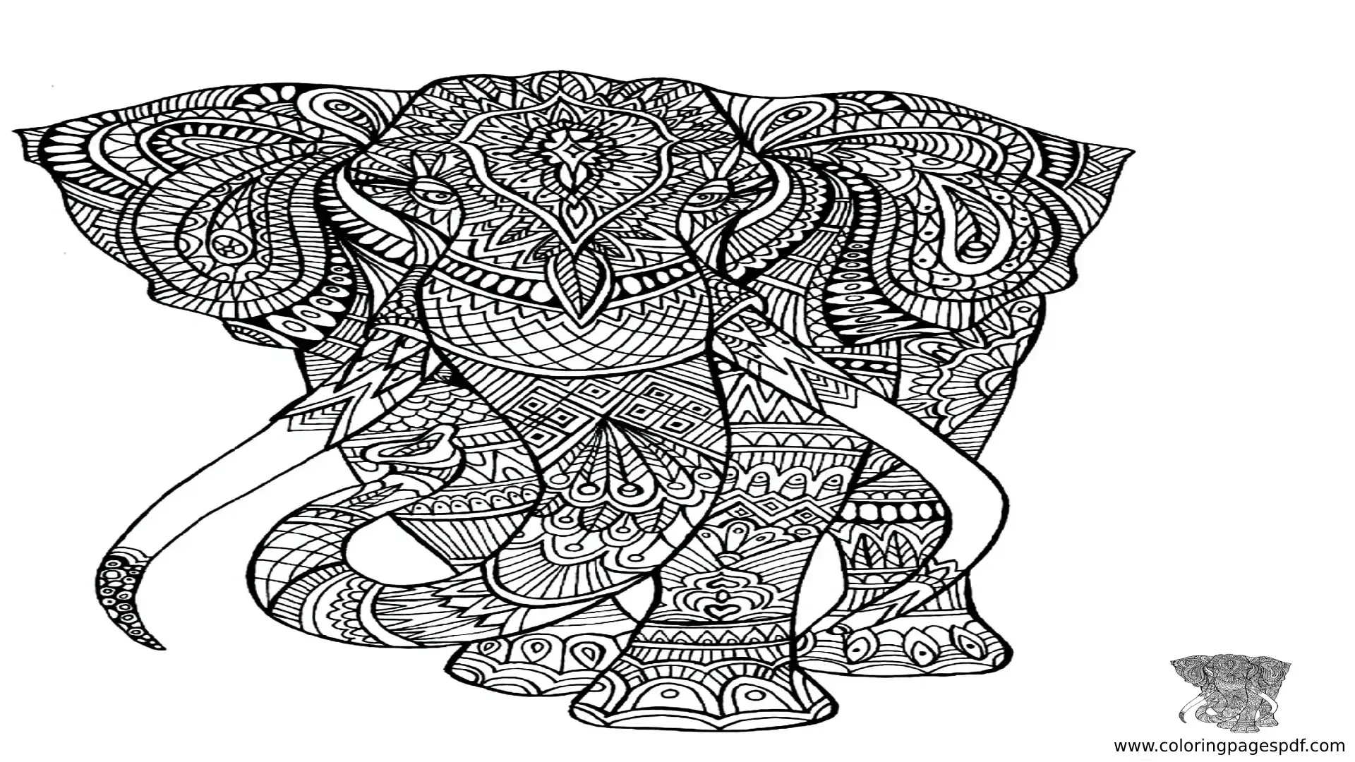 Coloring Pages Of An Elephant With Horns Mandala