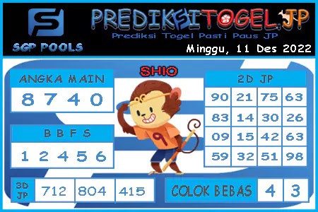 Prediksi Togel Singapura JP Minggu 11 Desember 2022