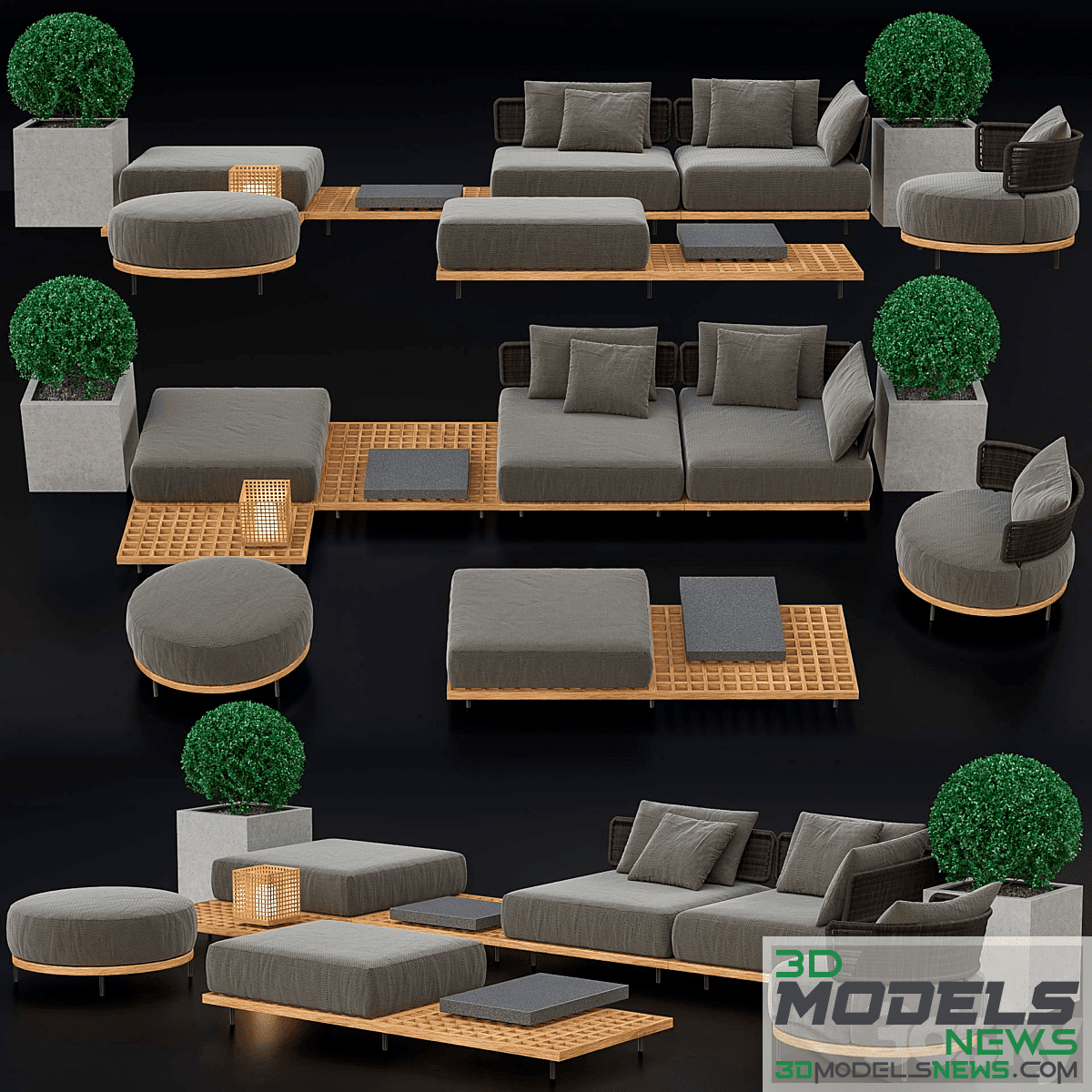 Set of minotti quadrado furniture model