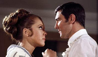 Actors Diana Rigg and George Lazenby in On Her Majesty's Secret Service