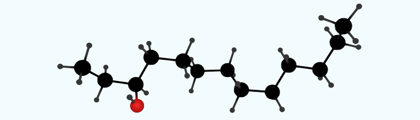 Figura 6‑6.   Ejemplo de un alcohol simple lineal de 13 carbonos denominado tridecan-3-ol, o antiguamente como 3-tridecanol.