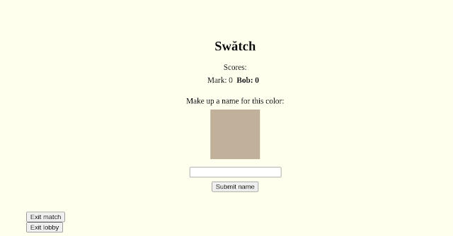 The Swatch user interface, showing a color to name