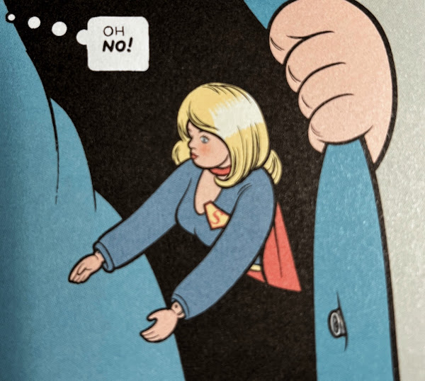 Supergirl-poppetje in binnenzak, paneel uit 'Rusty Brown'