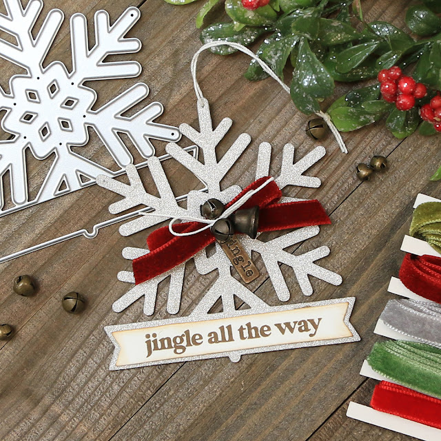 Jingle All The Say Snowflake Tag by Juliana Michaels featuring Scrapbook.com Snowflake Winter Wishes Die