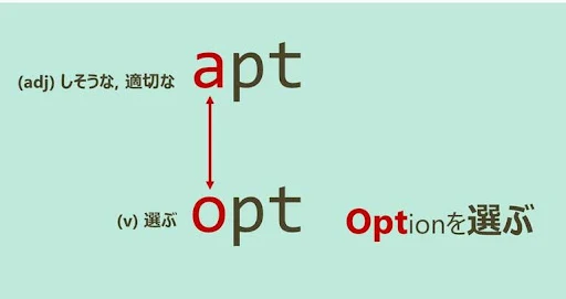 apt, opt, スペルが似ている英単語