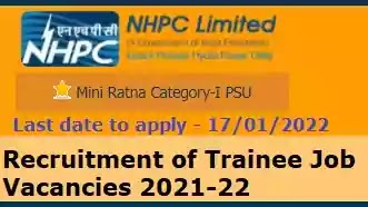 Recruitment for Trainee Job Vacancies in NHPC 2021-22