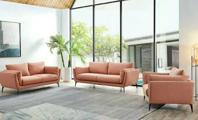 Living room set with only 3 pink sofas