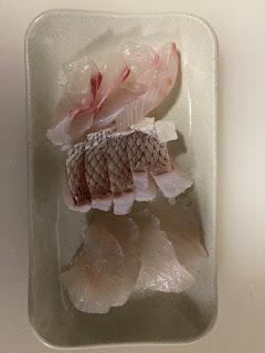 真鯛の昆布締めと湯引きと刺身