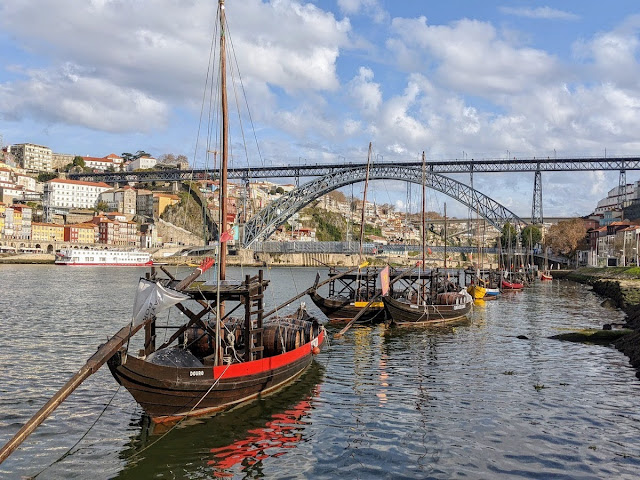 Rabelos (port boats) on the Douro River in Vila Nova de Gaia