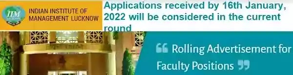 IIM Lucknow Faculty Vacancy Recruitment 2021-22