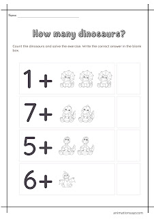 math worksheet cute dinosaurs