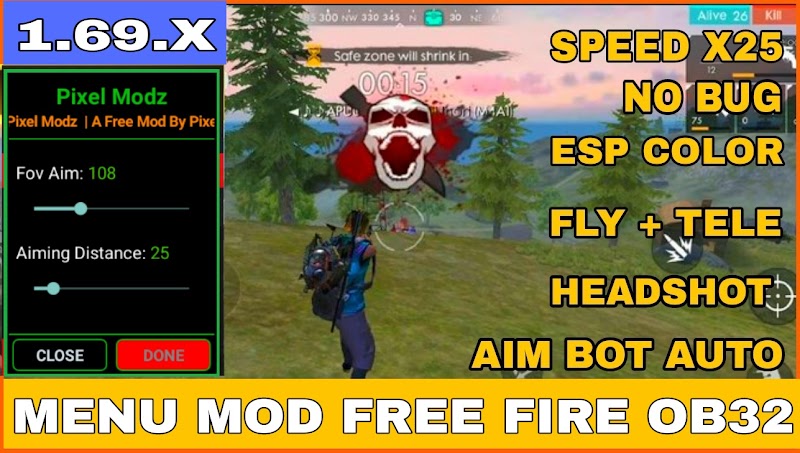 MENU MOD FREE FIRE OB32 -MOD AUTO HEADSHOT 100%, AIM BOT, AUTO GHIM ĐẦU, CHẠY NHANH, KHÔNG LỖI VĂNG GAME V1