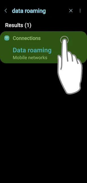 Search Result for Data Roaming in Search Box in Settings Picture