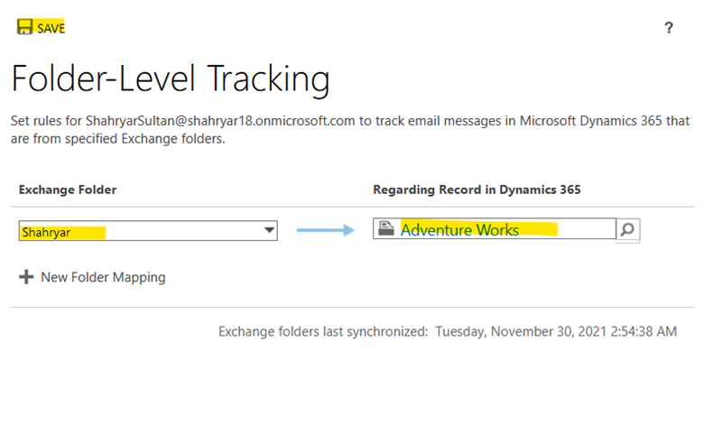 Apply folder level tracking in MS Dynamics 365