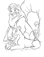 Mufasa, Sarabi and young Simba- Lion king coloring page