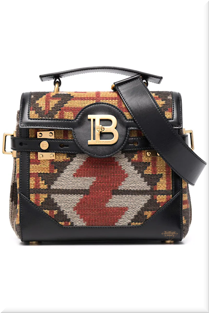 ♦Balmain BBuzz 23 multicolor geometric tapestry pattern cotton tote bag #balmain #bags #brilliantluxury