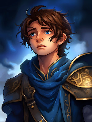 A sad young boy in fantasy attire