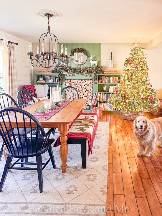 Christmas dining room with Balsam Hill European Fir tree - www.goldenboysandme.com