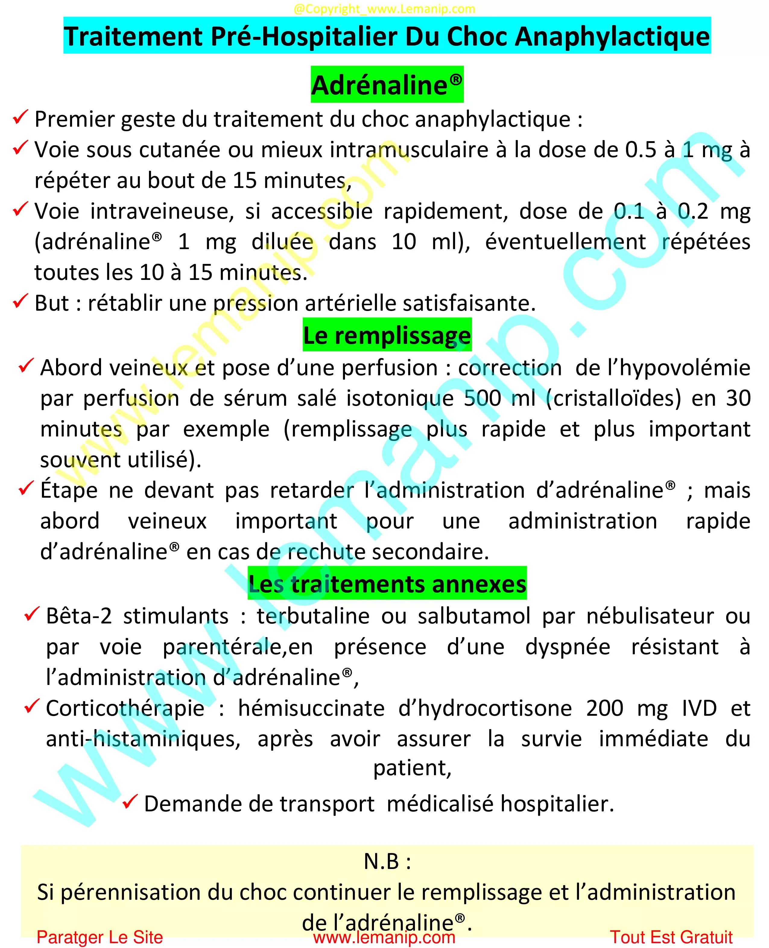 Traitement Pré-Hospitalier Du Choc Anaphylactique