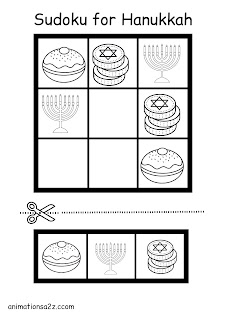 Sudoku for kids Hanukkah symbols