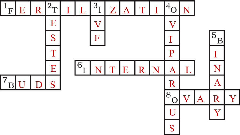 Chapter 9 - Reproduction in Animals Crossword Puzzle Answer