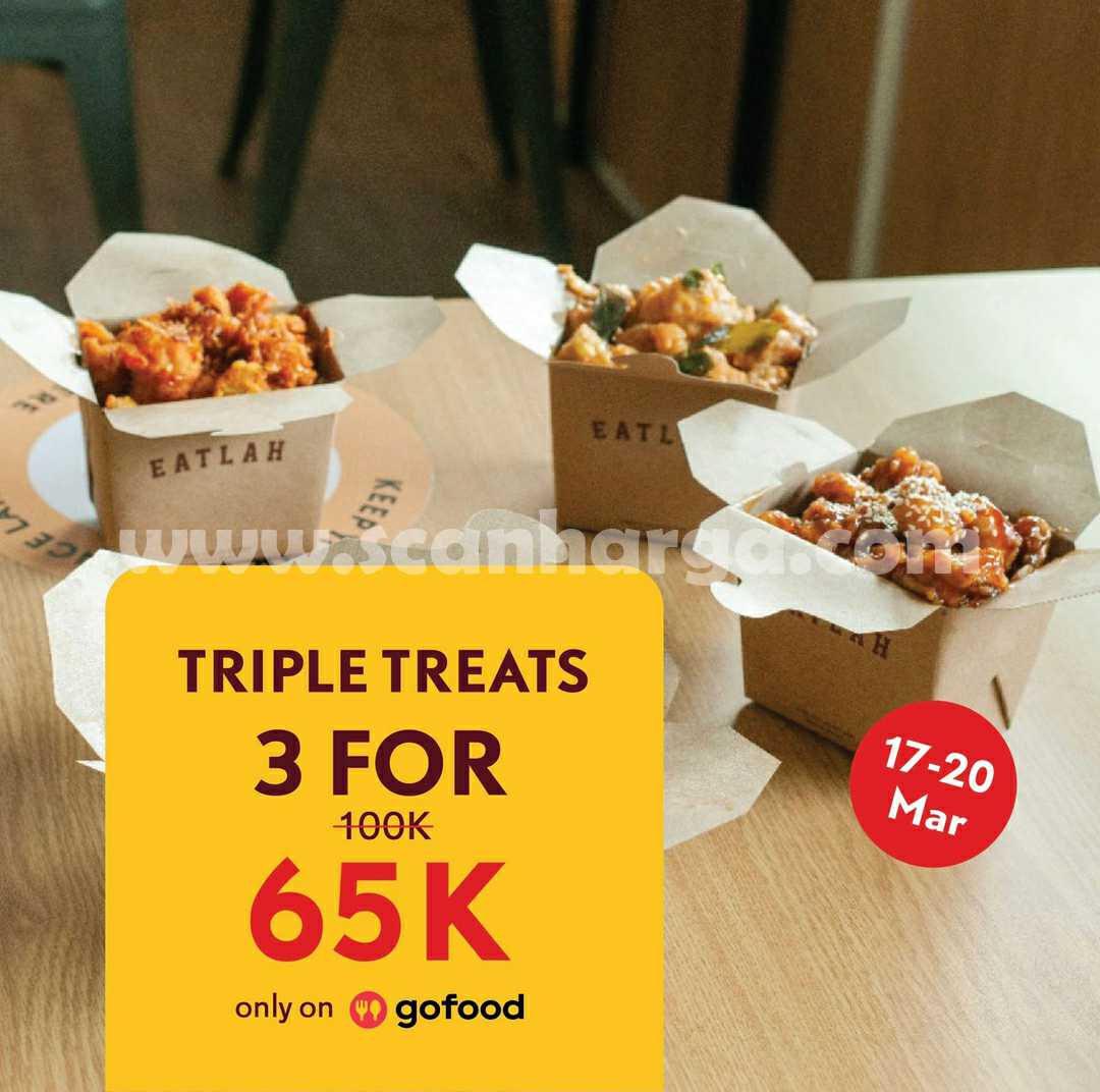 Promo EATLAH TRIPLE TREATS GOFOOD – 3 FOR ONLY Rp. 65.000