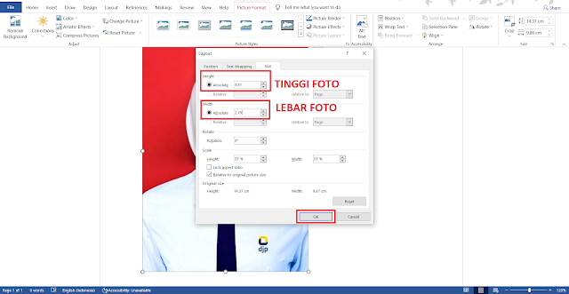 Cara Mangatur Ukuran Foto di Microsoft Word (Lengkap Semua Ukuran)