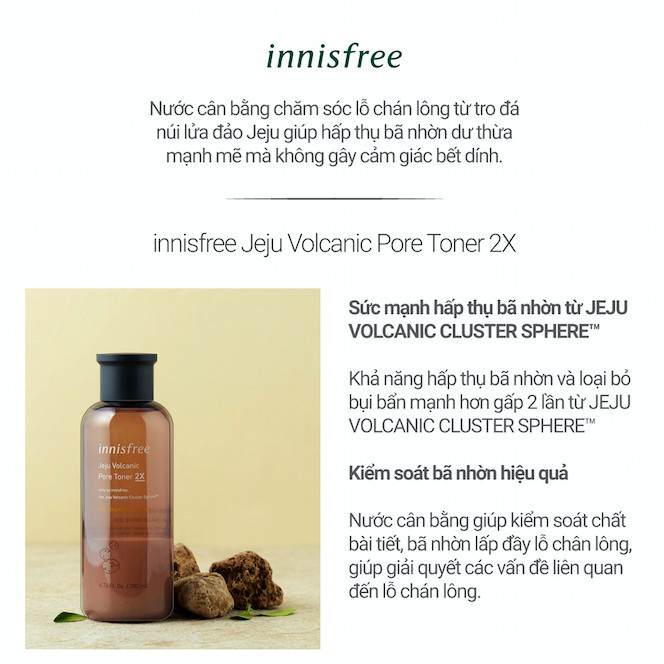 Mall Shop [ innisfreevietnam_officialstore ] [Mã COSIF03 giảm 10% đơn 400K] Nước cân bằng chăm sóc da từ tro núi lửa innisfree Jeju Volcanic Pore Toner 2X 200ml