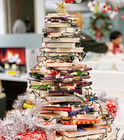 Árboles de Navidad con libros