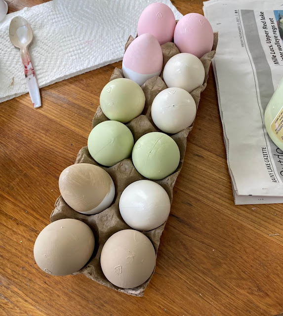 Photo of faux Easter eggs painted with Dixie Belle Chalk Paint.